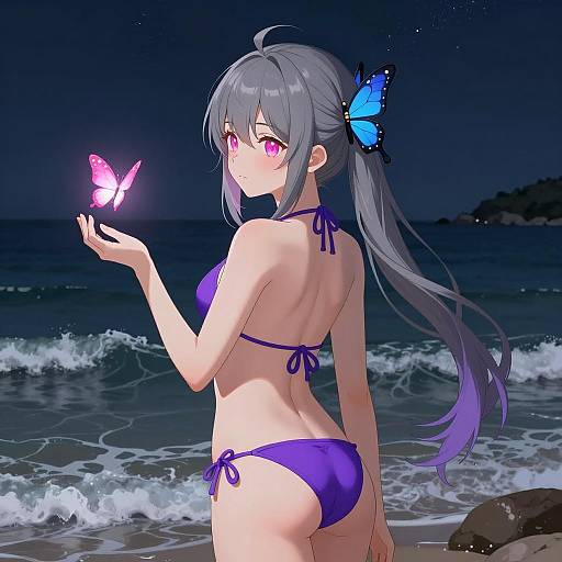 Enchanting Anime Girl by the Sea