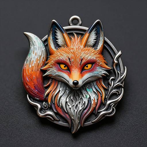 Kitsune Metal Trinket Pixel Art