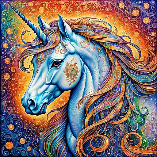 Magical Unicorn in Neo-Impressionist Style Magical Unicorn in Neo-Impressionist Style