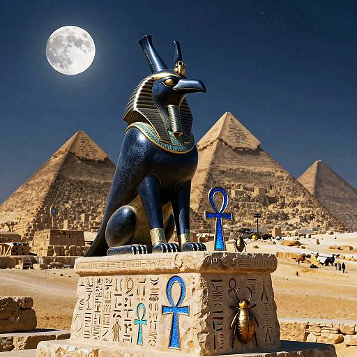 Raven Egyptian God on Ancient Altar