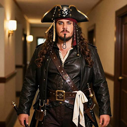 Plus Size Pirate in Black Leather Jacket
