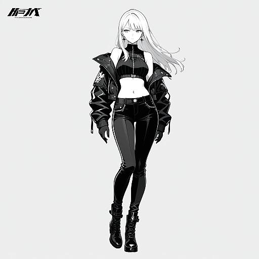 Monochrome Girl in Stylish Outfit