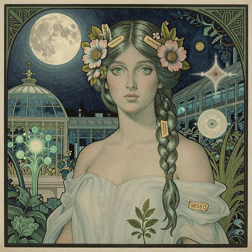 Regal Botanist in Bioluminescent Moonlight