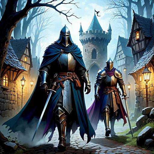 Mystical Forest and Jousting Knights Scene Mystical Forest and Jousting Knights Scene
