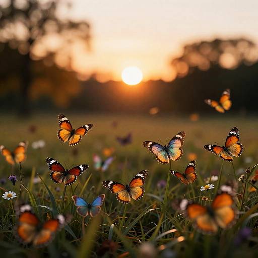 Enchanted Autumn Meadow with Butterflies
