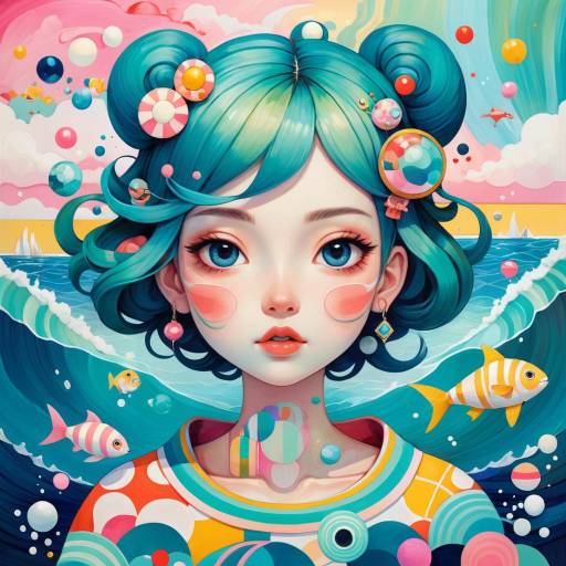 Abstract Woman in Ocean Landscape
