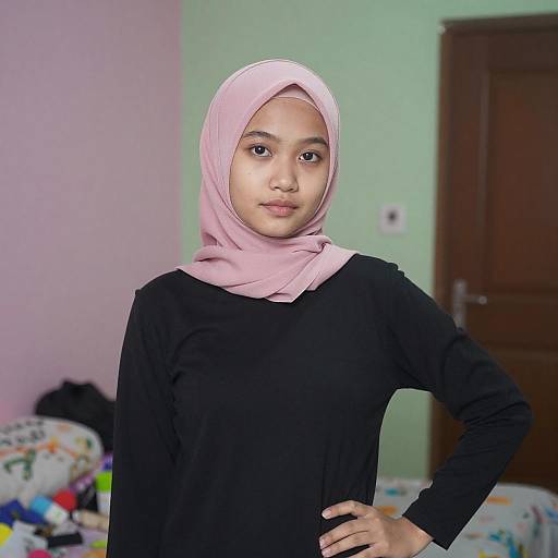 Portrait of Young Asian Woman in Pink Hijab