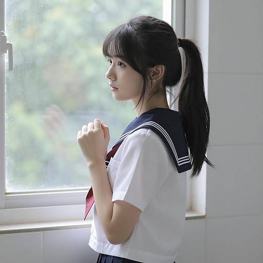 Serene Asian Woman by Window