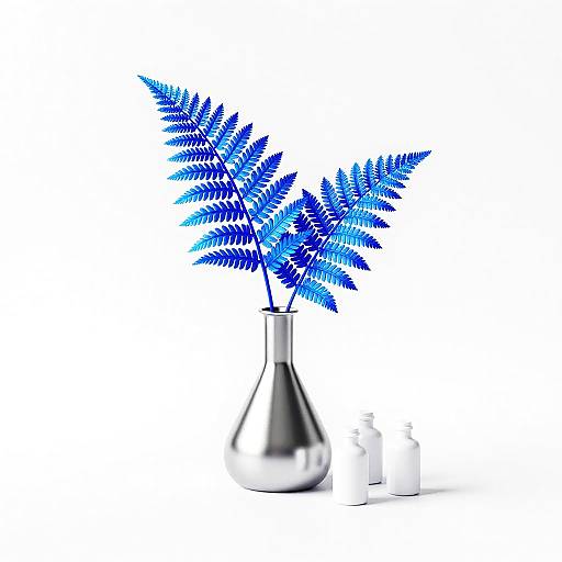 Futuristic Neon Flask with Ferns