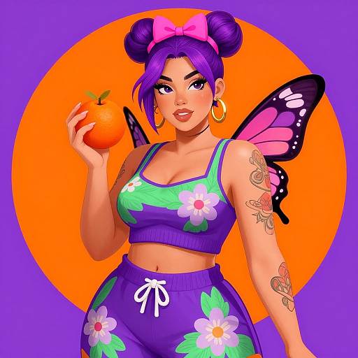 Confident Woman with Butterfly Wings