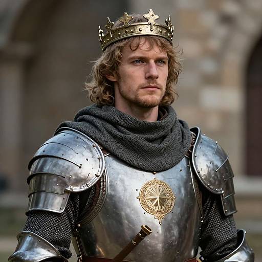 Medieval King in Armor with Scarf