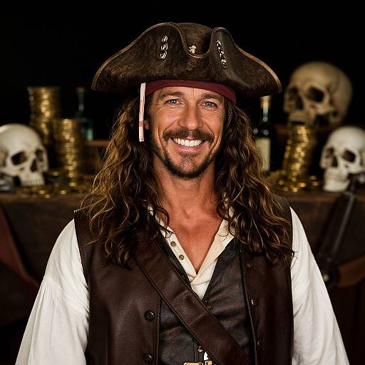 Grinning Pirate with Treasure Hoard
