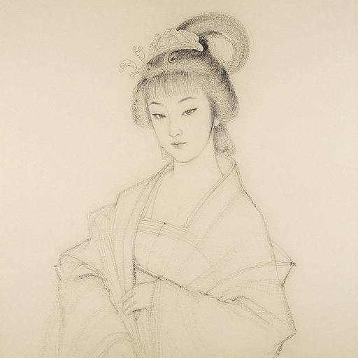 Abstract Renoir-style Chinese Woman Sketch