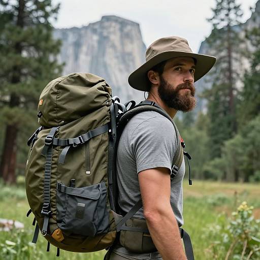Bearded Hiker in Yosemite Adventure