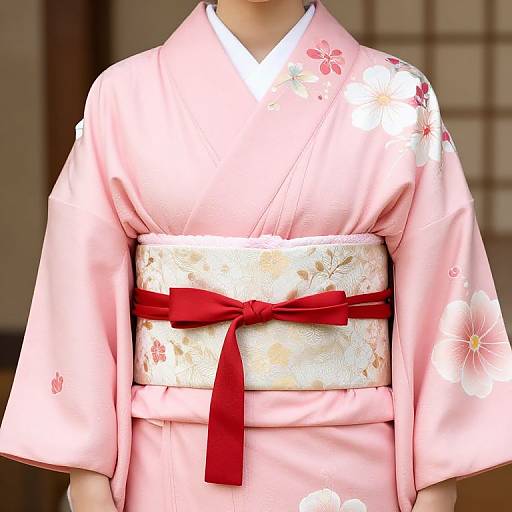 Woman in Pink Floral Kimono