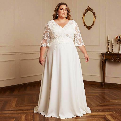 Plus Size Woman in Elegant White Wedding Dress