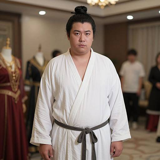 Realistic Plus Size Male Costume Portrait