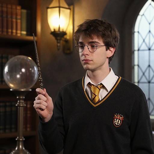 Focused Young Man in Medieval Room