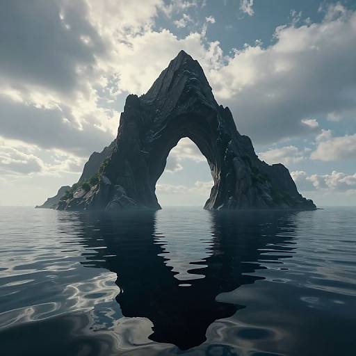 Surreal 3D Mountain and Ocean Illusion