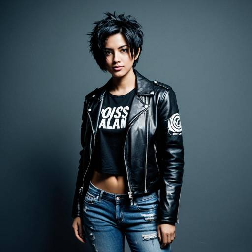 Confident Woman in Leather Jacket and Slim Jeans