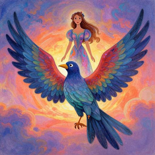 Ethereal Human-Avian Dreamscape