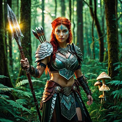 Fantasy Female Warrior in Enchanted Forest