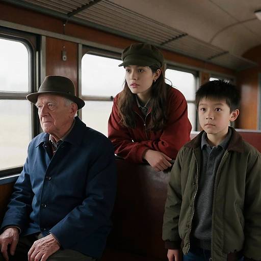 Three Generations in Vintage Train Car