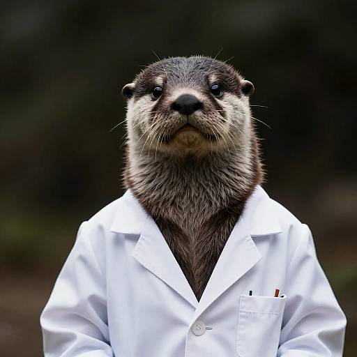 Anthropomorphic Otter Scientist in Lab Coat