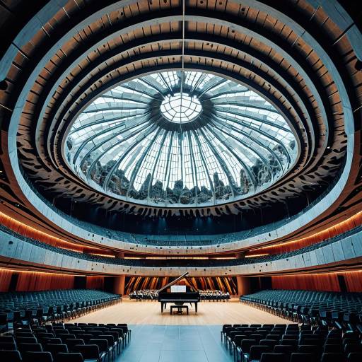 Futuristic Concert Hall Interior with Dome Skylight