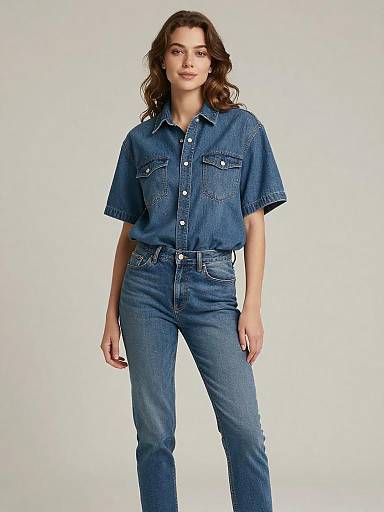 Oversized Denim Shirt Fashion Portrait