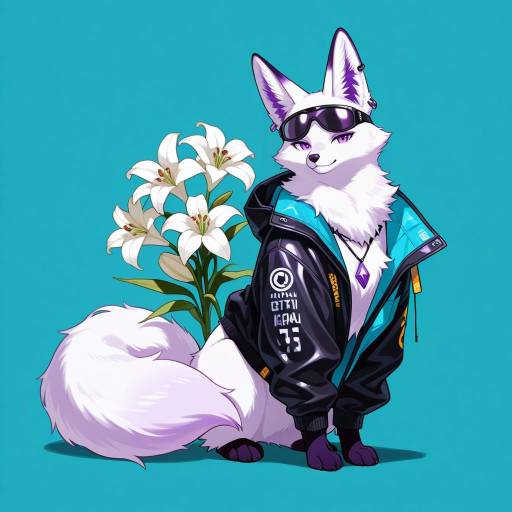 Stylish Fox with Amethyst Eyes and Jewelry Stylish Fox with Amethyst Eyes and Jewelry