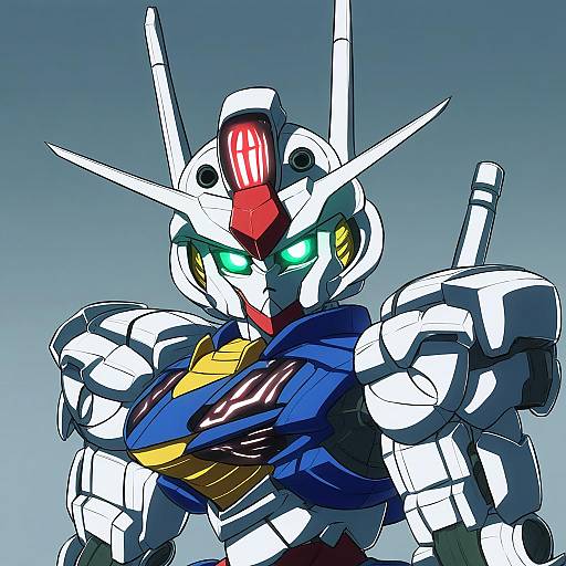 Illustration of Gundam aerial, gundam in the style of Kiman