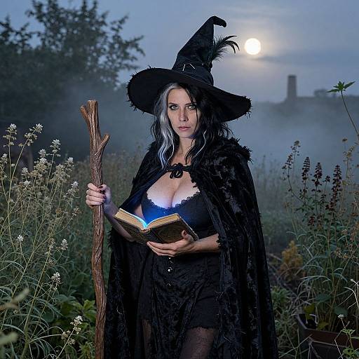 Photorealistic Witch Portrait in Garden
