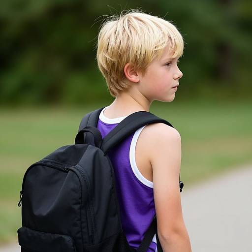 Blonde Boy with Backpack