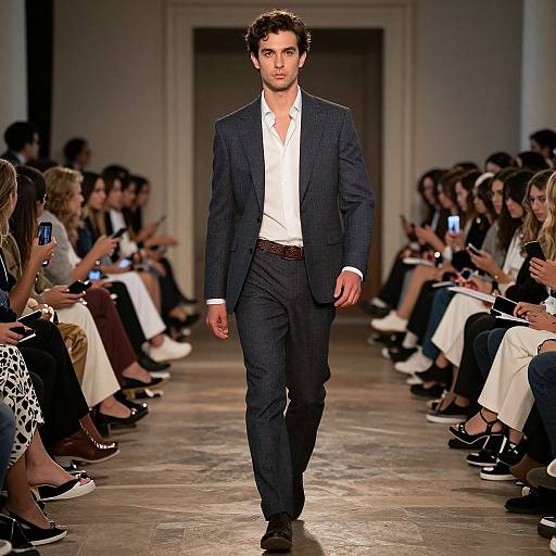 Male Model Walking Runway in Tailored Suit