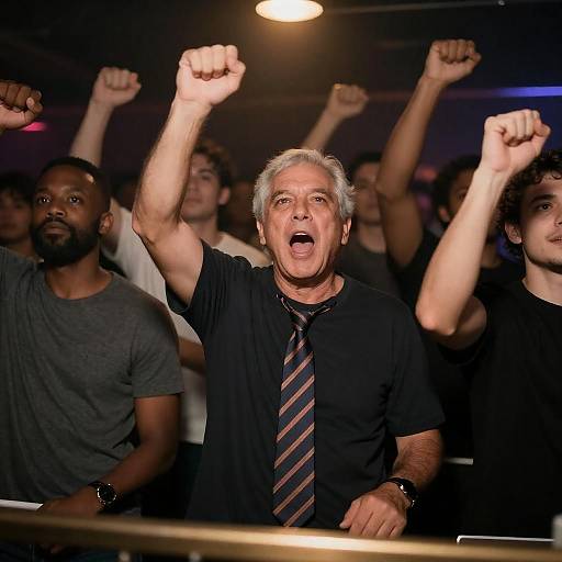 Celebration of Unity in Nightclub Atmosphere