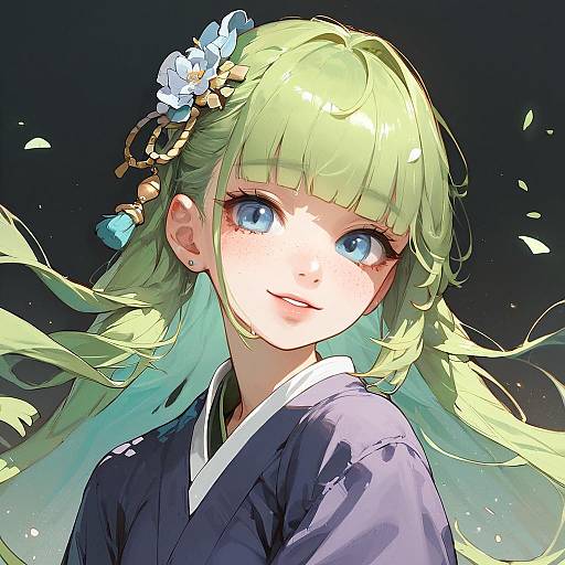 Maomao Green-Haired Anime Girl Portrait