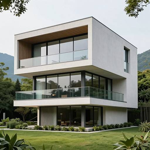 Modernist Cube Architecture with Balconies