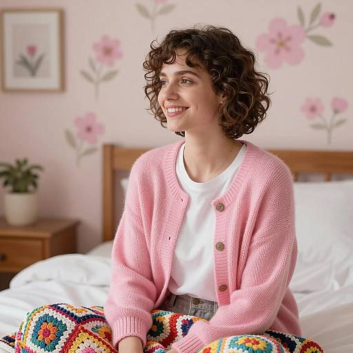 Cozy Woman in Bed with Blanket