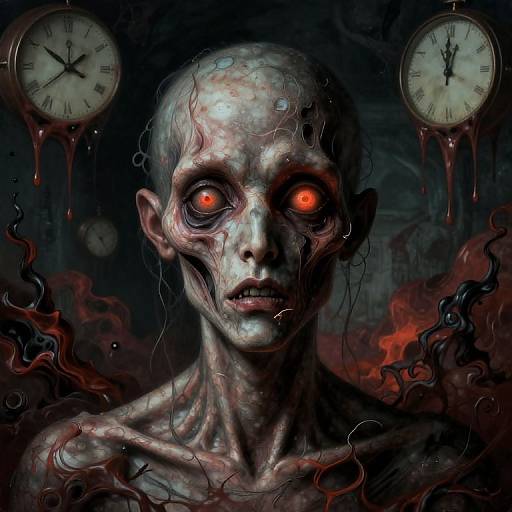 Surreal Nightmare Portrait with Glowing Eyes