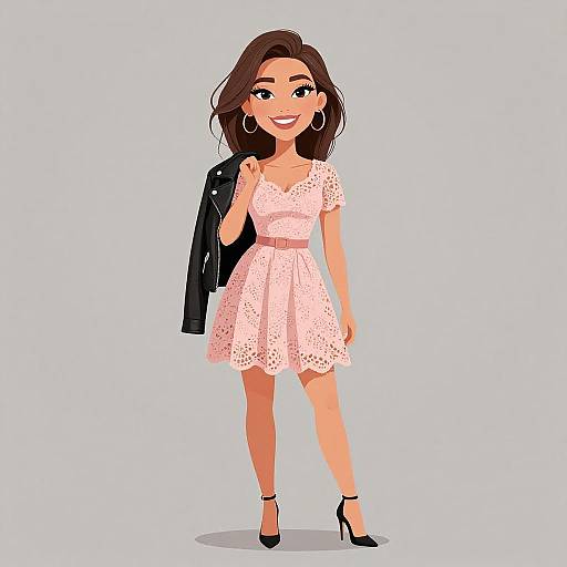 Smiling Woman in Pastel Pink Dress