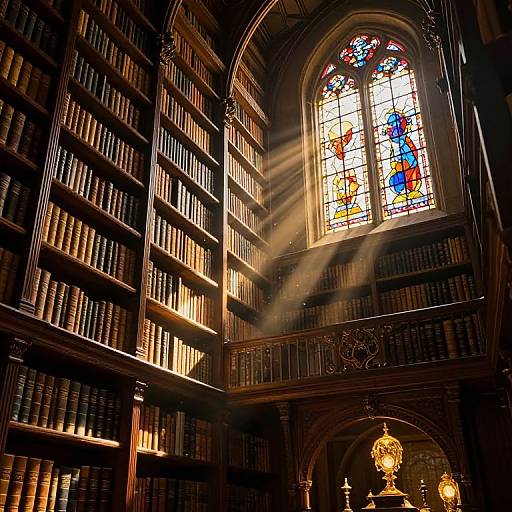 Enchanted Ancient Library Interior