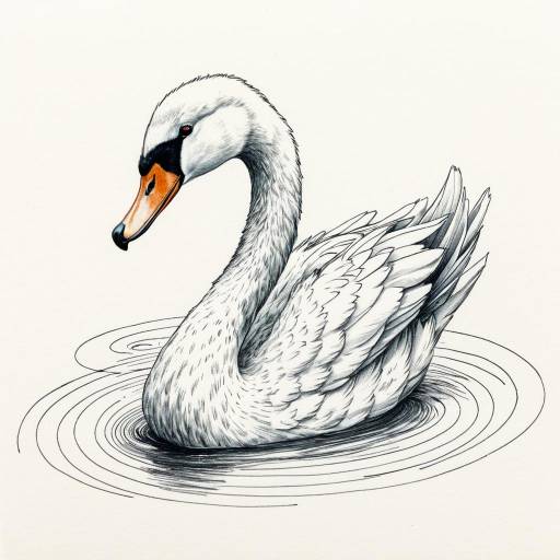 Whimsical Swan with Fox Ears Sketch Whimsical Swan with Fox Ears Sketch