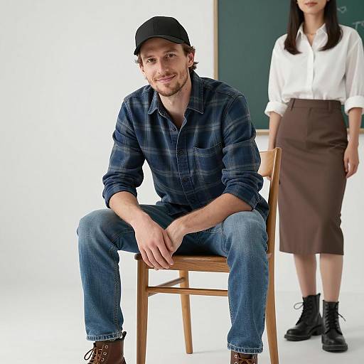 Casual Portrait with Green Chalkboard