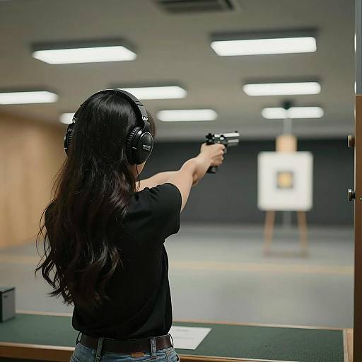 Dimly Lit Shooting Range Portrait