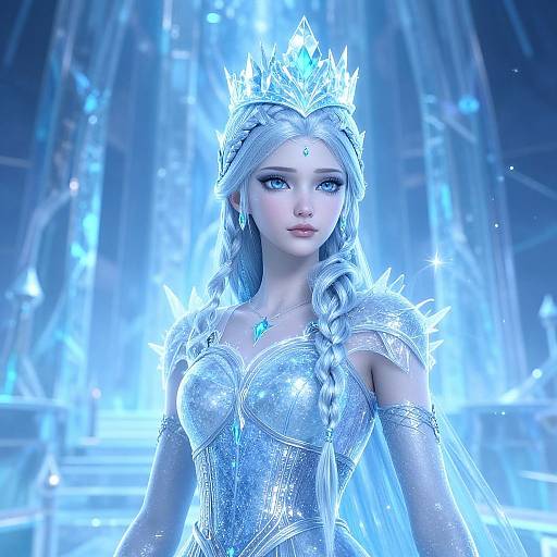 Cyberpunk Ice Queen Digital Illustration