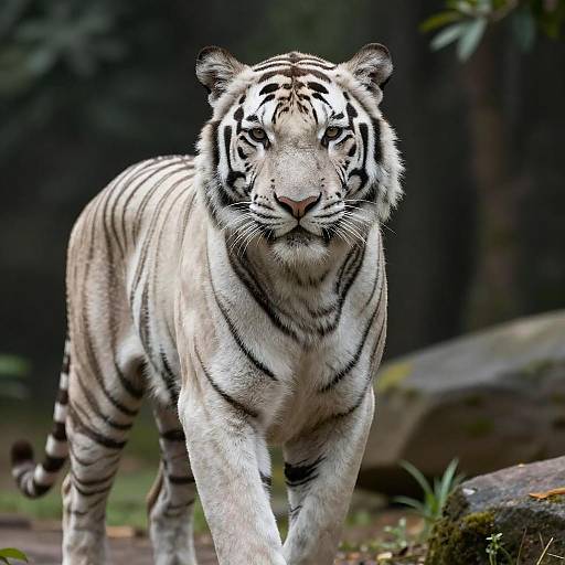 Photorealistic Muscular White Tiger Anthro in Wilderness