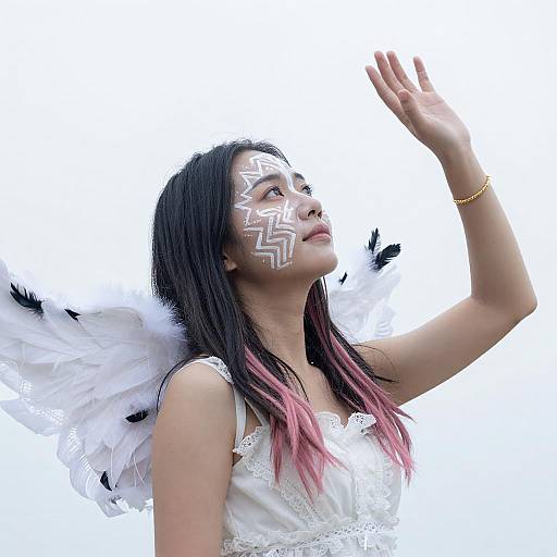 Portrait of Woman with Feathered Accessories