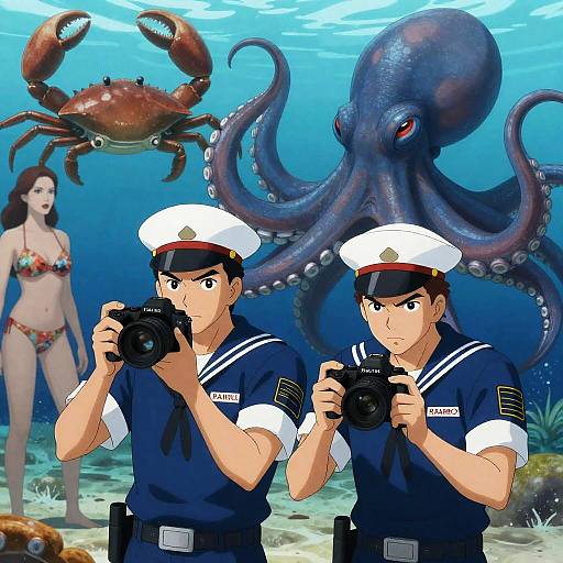 Intense Sci-Fi Sailors and Creatures Scene