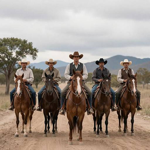 Cowboys Riding Horses on a Dirt Road